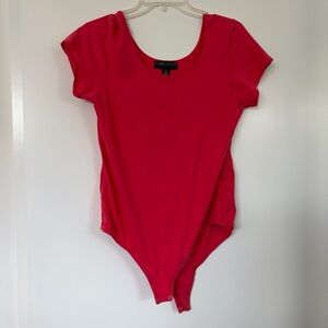 Forever 21 Plus Hot PinkScoop Neck Short Sleeve Bodysuit Size 1X